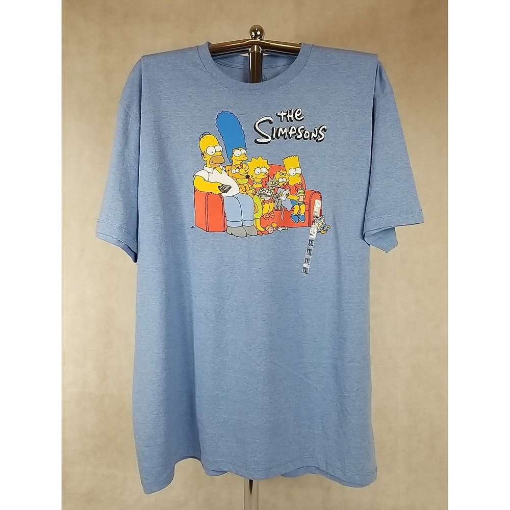 The Simpsons Mens‎ Size 2XL Shirt Graphic T-Shirt Blue Classic Couch Print NWT